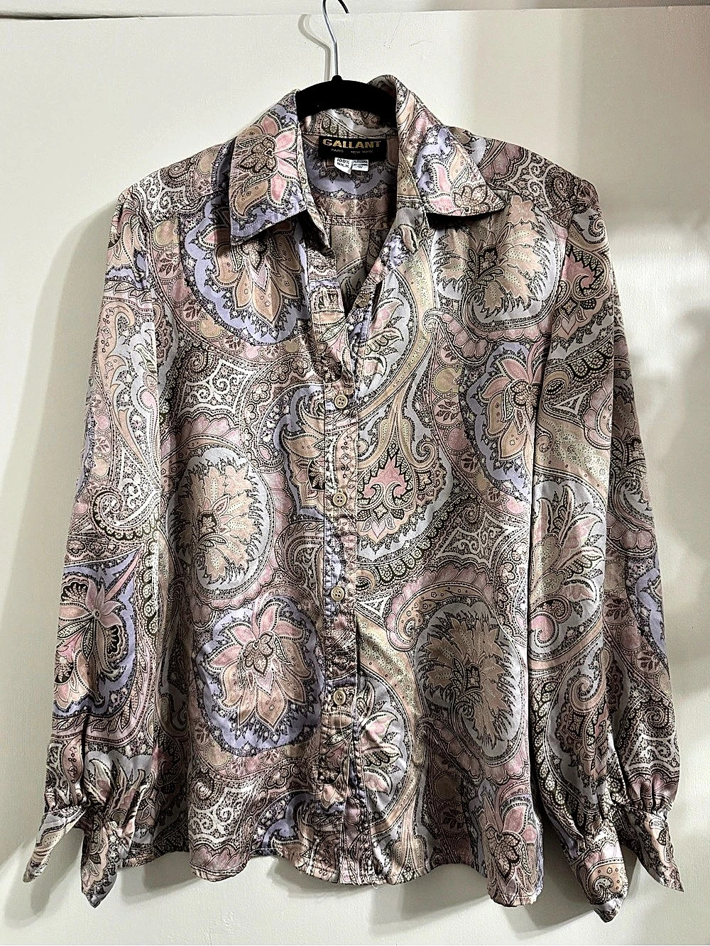 Gallant Paisley Silk Blouse Size 10 Like New